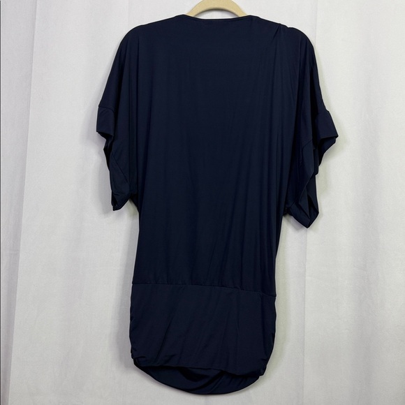 Michael Kors Blouse Sleeve Loose Casual Navy Blue Metal Logo Top - Picture 7 of 8